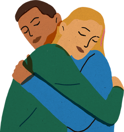 Handdrawn Freeform Vibrant Partner Hugging